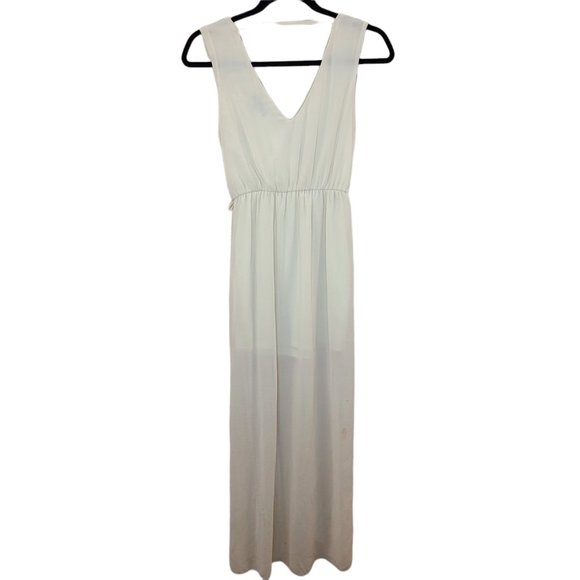 Miss Avenue Dress Womens Small Ivory Chiffon Maxi Layered Flowy Lightweight - Picture 2 of 12